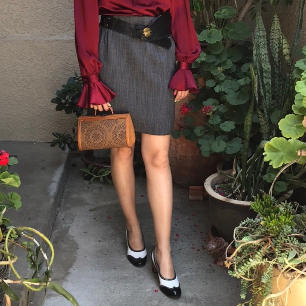 Vintage blue/white Yves Saint Lauren wool skirt